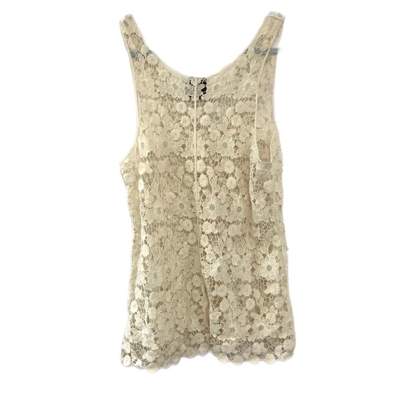 Bobeau Ivory Open Knit Crochet Lace Tunic - Picture 3 of 6